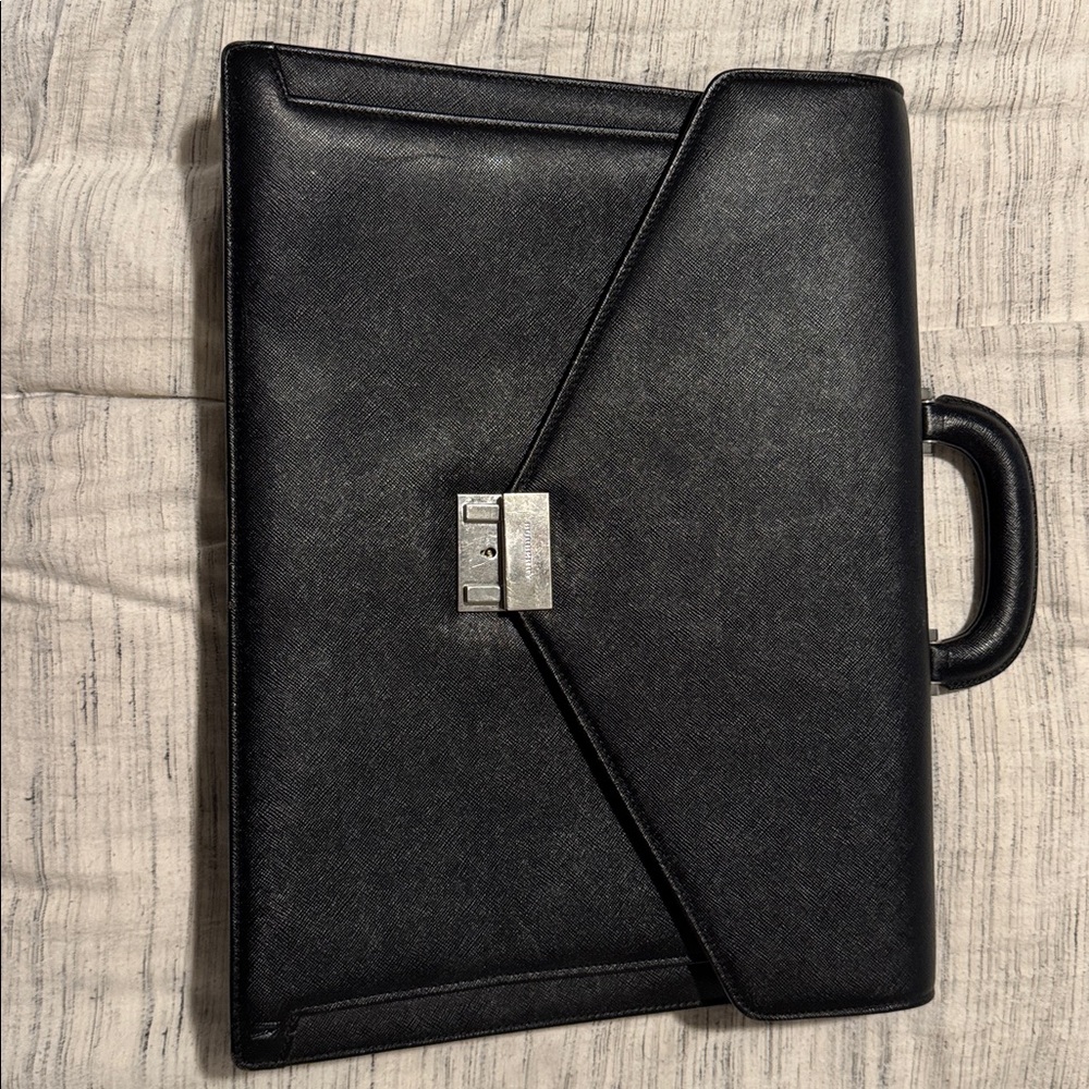 Burberry Black Leather Bag with Silver Clasp